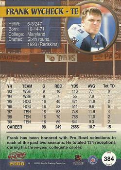 2000 Pacific #384 Frank Wycheck Back