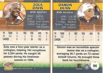 2000 Pacific #96 Zola Davis / Damon Dunn Back