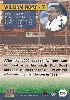 2000 Pacific #235 Willie Roaf Back