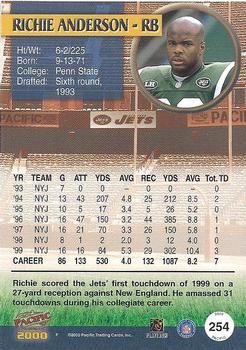 2000 Pacific #254 Richie Anderson Back