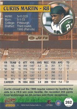 2000 Pacific #262 Curtis Martin Back