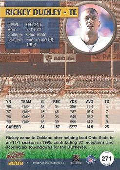 2000 Pacific #271 Rickey Dudley Back