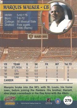 2000 Pacific #279 Marquis Walker Back