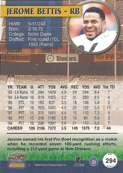 2000 Pacific #294 Jerome Bettis Back