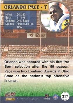 2000 Pacific #317 Orlando Pace Back
