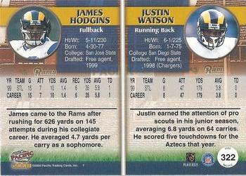 2000 Pacific #322 James Hodgins / Justin Watson Back