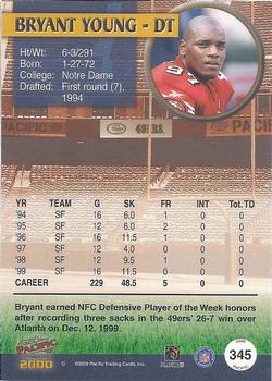 2000 Pacific #345 Bryant Young Back
