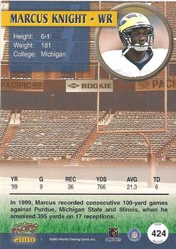 2000 Pacific #424 Marcus Knight Back