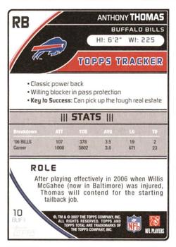 2007 Topps Total - 1st Edition Copper #10 Anthony Thomas Back