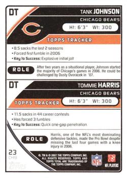 2007 Topps Total - 1st Edition Copper #23 Tommie Harris / Tank Johnson Back