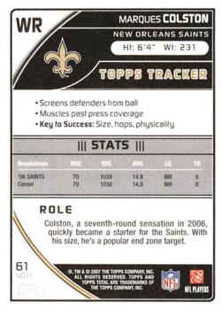 2007 Topps Total - 1st Edition Copper #61 Marques Colston Back