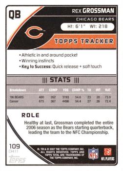 2007 Topps Total - 1st Edition Copper #109 Rex Grossman Back