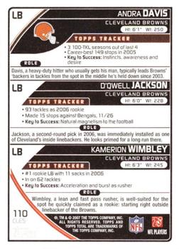 2007 Topps Total - 1st Edition Copper #110 Kamerion Wimbley / D'Qwell Jackson / Andra Davis Back