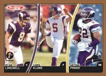 2007 Topps Total - 1st Edition Copper #138 Chris Kluwe / Artose Pinner / Ryan Longwell Front