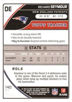2007 Topps Total - 1st Edition Copper #140 Richard Seymour Back