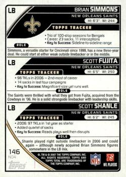 2007 Topps Total - 1st Edition Copper #146 Brian Simmons / Scott Shanle / Scott Fujita Back