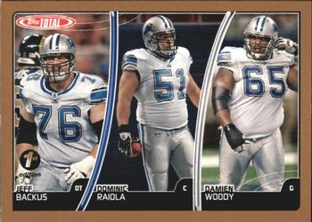 2007 Topps Total - 1st Edition Copper #208 Damien Woody / Dominic Raiola / Jeff Backus Front
