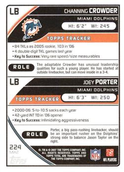 2007 Topps Total - 1st Edition Copper #224 Channing Crowder / Joey Porter Back