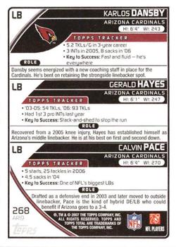 2007 Topps Total - 1st Edition Copper #268 Gerald Hayes / Calvin Pace / Karlos Dansby Back