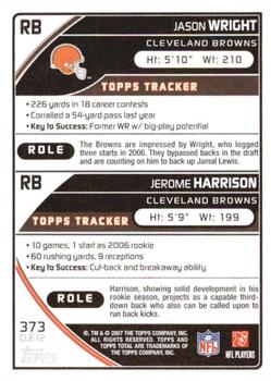 2007 Topps Total - 1st Edition Copper #373 Jason Wright / Jerome Harrison Back