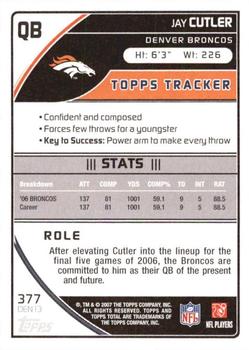 2007 Topps Total - 1st Edition Copper #377 Jay Cutler Back