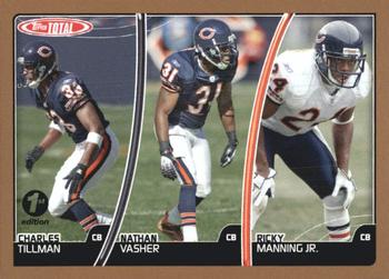 2007 Topps Total - 1st Edition Copper #378 Nathan Vasher / Charles Tillman / Ricky Manning Front