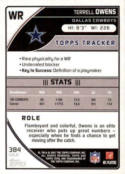 2007 Topps Total - 1st Edition Copper #384 Terrell Owens Back