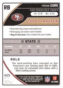 2007 Topps Total - 1st Edition Copper #425 Frank Gore Back
