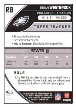 2007 Topps Total - 1st Edition Copper #426 Brian Westbrook Back