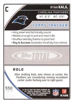 2007 Topps Total - 1st Edition Copper #550 Ryan Kalil Back