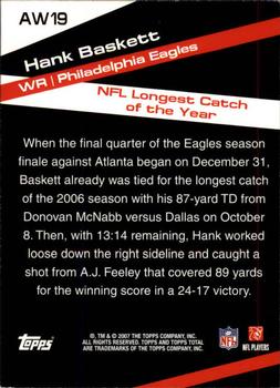 2007 Topps Total - Award Winners #AW19 Hank Baskett Back