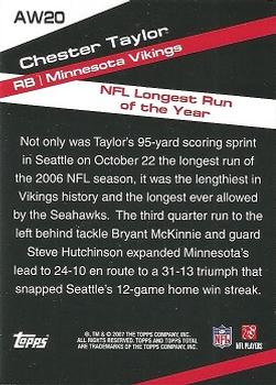 2007 Topps Total - Award Winners #AW20 Chester Taylor Back