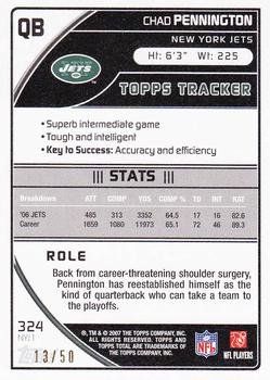 2007 Topps Total - Black #324 Chad Pennington Back