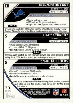 2007 Topps Total - Blue #39 Daniel Bullocks / Fernando Bryant / Kenoy Kennedy Back