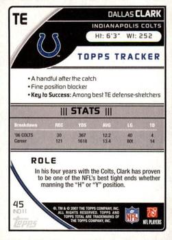 2007 Topps Total - Blue #45 Dallas Clark Back