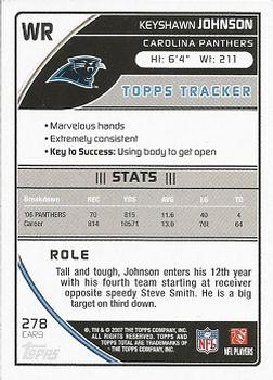 2007 Topps Total - Blue #278 Keyshawn Johnson Back