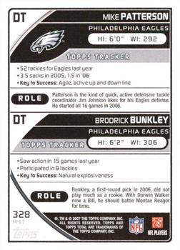 2007 Topps Total - Blue #328 Brodrick Bunkley / Mike Patterson Back