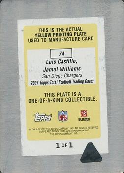 2007 Topps Total - Printing Plates Yellow #74 Luis Castillo / Jamal Williams Back