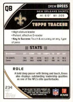 2007 Topps Total - Silver #234 Drew Brees Back
