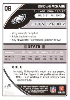 2007 Topps Total - Silver #330 Donovan McNabb Back