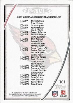 2007 Topps Total - Team Checklists #TC1 Matt Leinart Back
