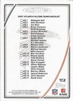 2007 Topps Total - Team Checklists #TC2 Michael Vick Back