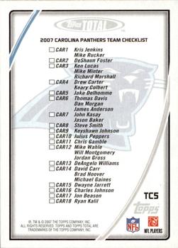 2007 Topps Total - Team Checklists #TC5 Steve Smith Back
