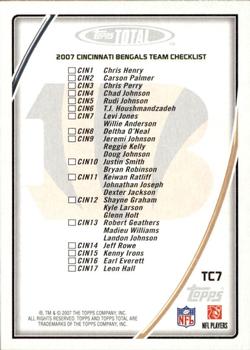 2007 Topps Total - Team Checklists #TC7 Chad Johnson Back