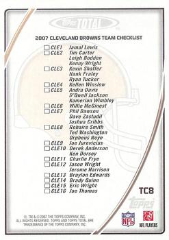 2007 Topps Total - Team Checklists #TC8 Braylon Edwards Back
