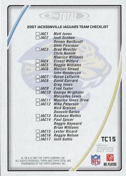 2007 Topps Total - Team Checklists #TC15 Fred Taylor Back
