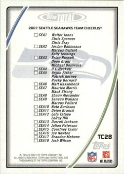 2007 Topps Total - Team Checklists #TC28 Shaun Alexander Back
