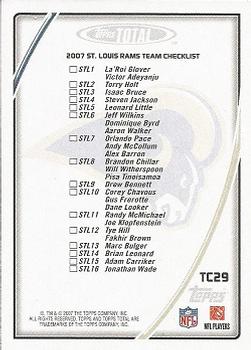 2007 Topps Total - Team Checklists #TC29 Torry Holt Back