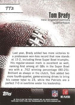 2007 Topps Total - Total Topps #TT2 Tom Brady Back