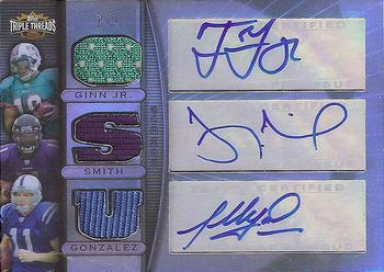 2007 Topps Triple Threads - Autographed Relic Combos Platinum #TTRCA2 Ted Ginn Jr. / Troy Smith / Anthony Gonzalez Front